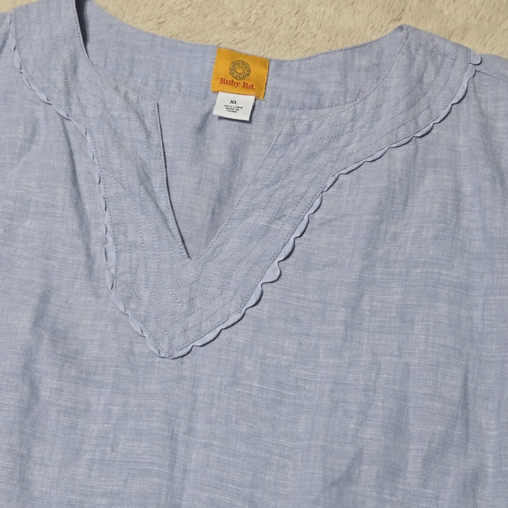 Ruby Rd Linen Tunic Top Blouse XL - Picture 6 of 11